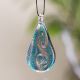 Oval Turquoise Lampwork Glass Pendant for Jewellry Making - 1 Piece